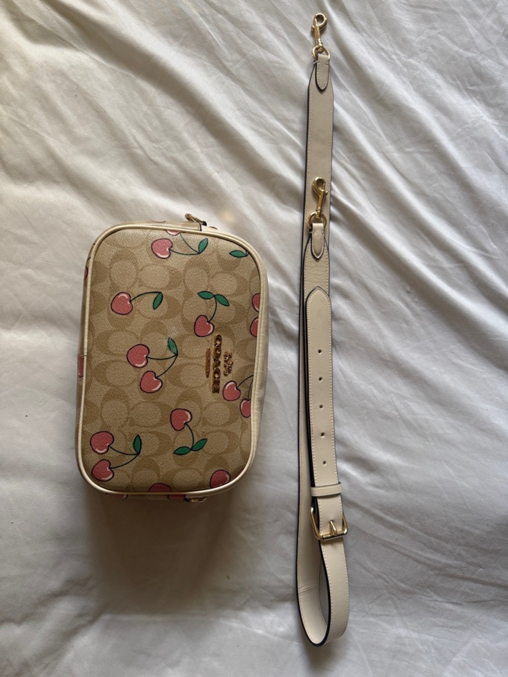 Coach Jamie Camera Bag In Signature Canvas Heart Cherry Print CF423